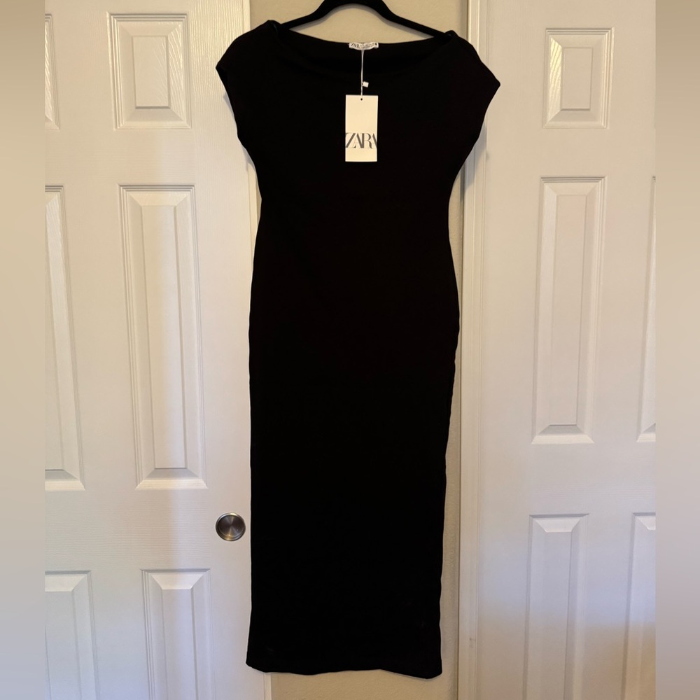 Zara Classic Black Midi Dress